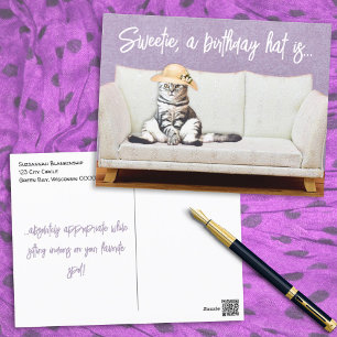 Funny Cat Floral Sun Gorra Personalizado Tarjeta d