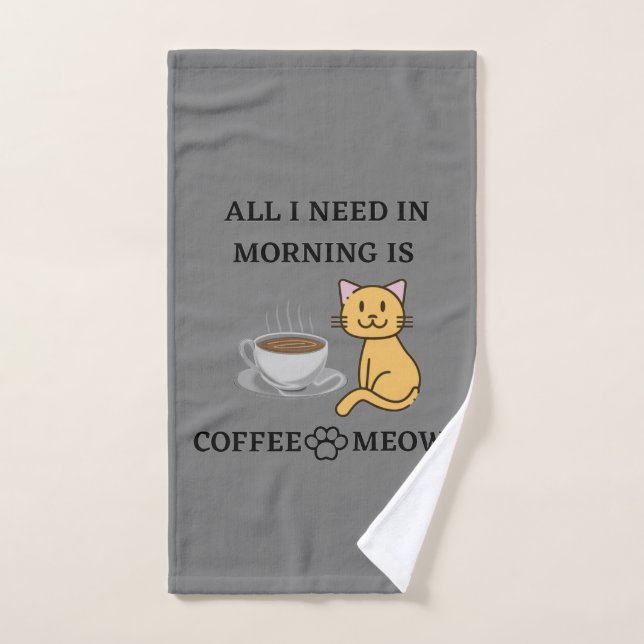 FUNNY CAT LOVER COFFEE Y MEOW (Toalla de mano)