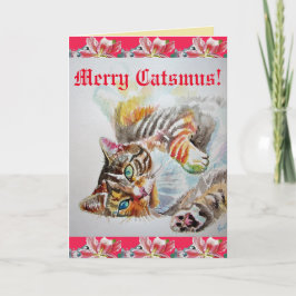 Funny Cat Merry Catsmas gatos Tarjeta de Navidades