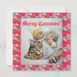 Funny Cat Merry Catsmas gatos Tarjeta de Navidades