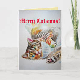 Funny Cat Merry Catsmas gatos Tarjeta de Navidades