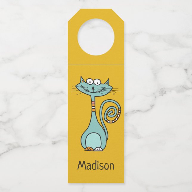 Funny Cat nombre personalizado y colgadores de bot (Anverso)