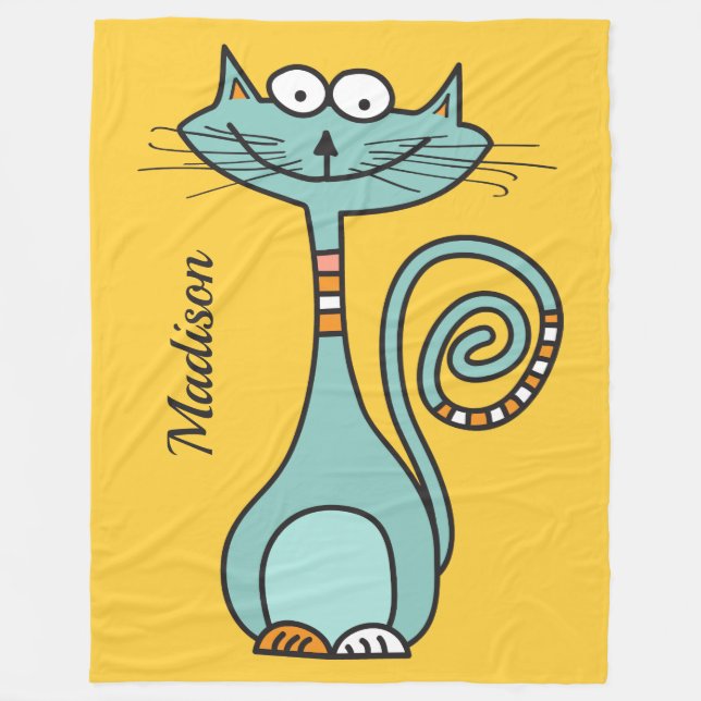 Funny Cat nombre personalizado y mantas de pulga d (Anverso)