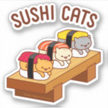 Funny Cat Pegatina - SUSHI CATS<br><div class="desc">Gracioso gato Pegatina - SUSHI CATS (camiseta, gatos, sushi, japonés, japonés, neko, kawaii, lindo, divertido, lol, camiseta, tamago, sake, maguro, salmón, sashimi, atún aleta azul, tee, gatito, "amante de los gatos", comida, arroz, pescado crudo, almuerzo, tentempié, hambre, hangry, delicioso, delicioso mmy, verano de 2020, hilarante, chiste, chibi, manga, anime, hombres,...</div>