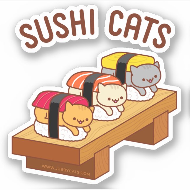 Funny Cat Pegatina - SUSHI CATS (Anverso)