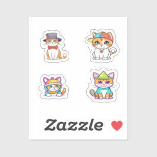 Funny Cat Personalizado Art 4 Pack Pegatinas