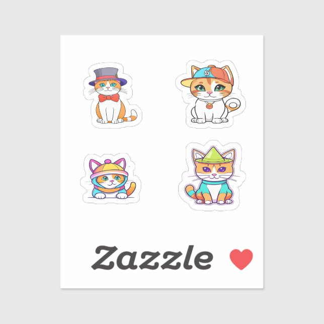 Funny Cat Personalizado Art 4 Pack Pegatinas (Hoja)