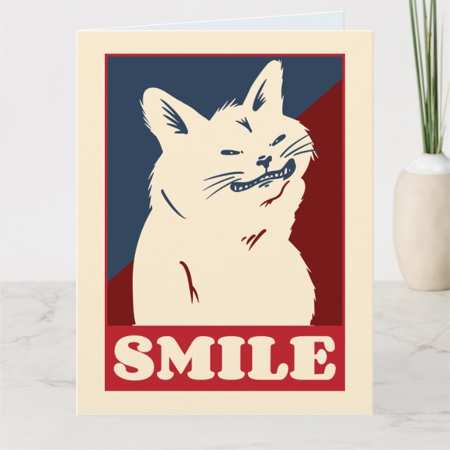 FUNNY CAT SMILE BIRTHDAY Tarjeta de saludo (Anverso)