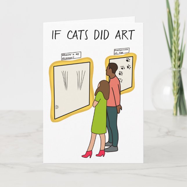 Funny cat tarjeta de cumpleaños de arte para gato  (Anverso)