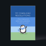 Funny Chanukah Hanukkah Resolución Tarjeta de vaca<br><div class="desc">Este Hanukkah/Chanukah dejó que nuestro lindo y caprichoso Pingüino le llevara una sonrisa a alguien que amas. Con una lista tonta de resoluciones (que incluso pueden ser editadas) si lo desea. Añade tu saludo personal al revés. Después de todo, ¡el mejor regalo es el regalo de la risa! ¿Necesita ayuda...</div>