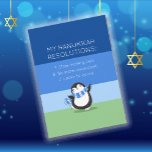 Funny Chanukah Hanukkah Resolución Tarjeta de vaca<br><div class="desc">Este Hanukkah/Chanukah dejó que nuestro lindo y caprichoso Pingüino le llevara una sonrisa a alguien que amas. Con una lista tonta de resoluciones (que incluso pueden ser editadas) si lo desea. Añade tu saludo personal al revés. Después de todo, ¡el mejor regalo es el regalo de la risa! ¿Necesita ayuda...</div>