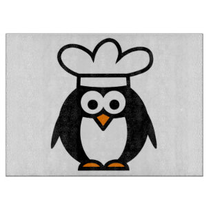 Funny chef pingüino personalizado tabla de corte d