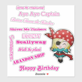 Funny Chica Pegatina de eslogan pirata