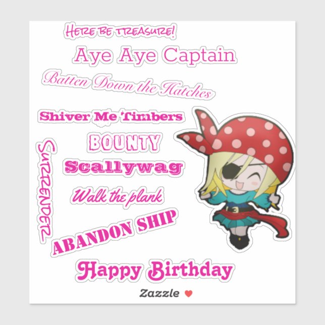 Funny Chica Pegatina de eslogan pirata (Hoja)