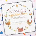 Funny Chicken Pun Square Birthday Holiday Card<br><div class="desc">The perfect funny chickens birthday card for your chicken loving friends, this silly chicken pun square card is super cute and sure to make someone laugh. Design features cute illustrated hens, chicks, feathers, and eggs. A fun, non-traditional birthday greeting for anyone who likes a good joke and chickens! Text reads,...</div>