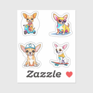 Funny Chihuahua Personalizado Art 4 Pack Pegatinas