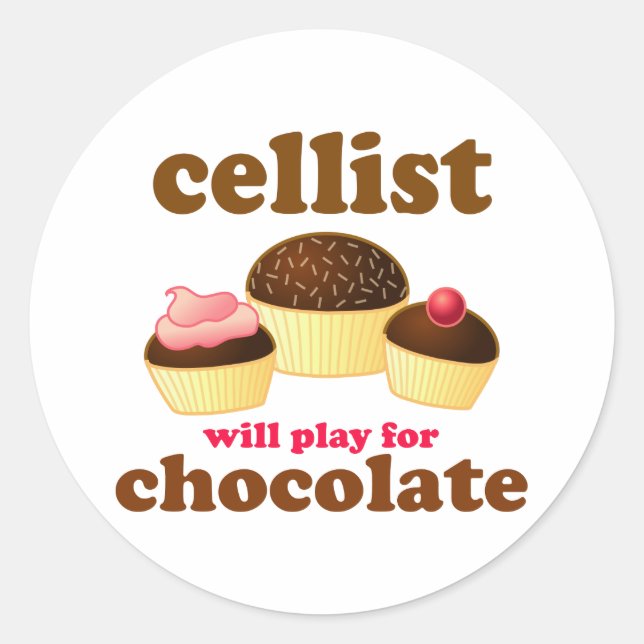 Funny Chocolate Cello Pegatina (Anverso)