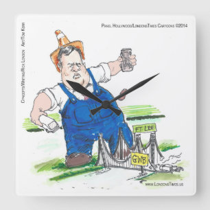 Funny Chris Christie En El Reloj De Pared Cuadrado