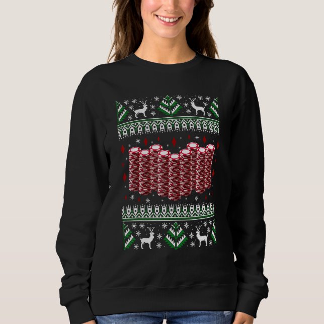 Funny Christmas Poker Chips Ugly Sweater (Anverso)