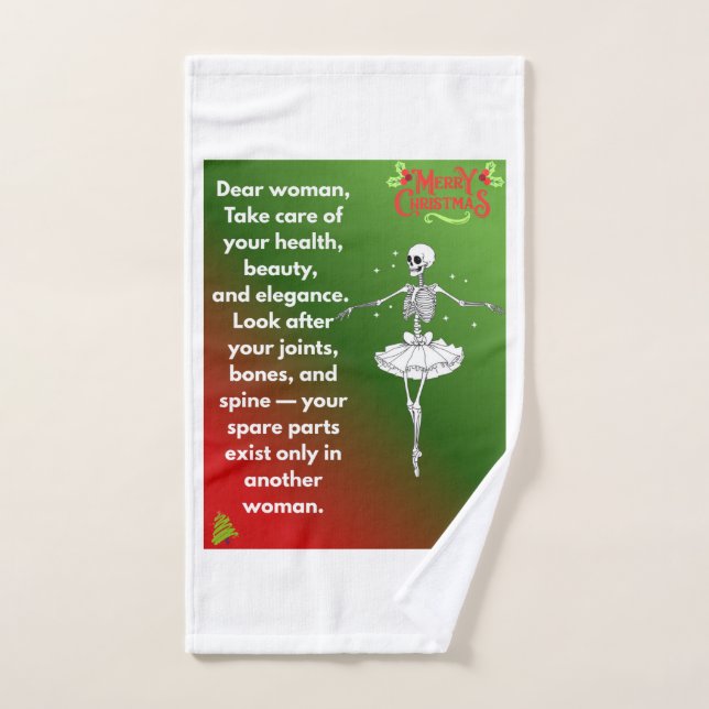Funny Christmas Skeleton Wishes for woman Holiday  (Toalla de mano)