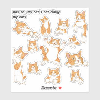 Funny Clingy Naranja Cat Pegatina