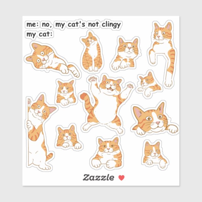 Funny Clingy Naranja Cat Pegatina (Hoja)