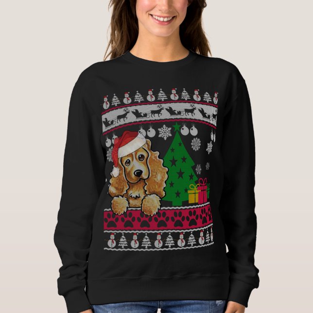 Funny Cocker Navidades españoles Ugly Sweater Dog  (Anverso)