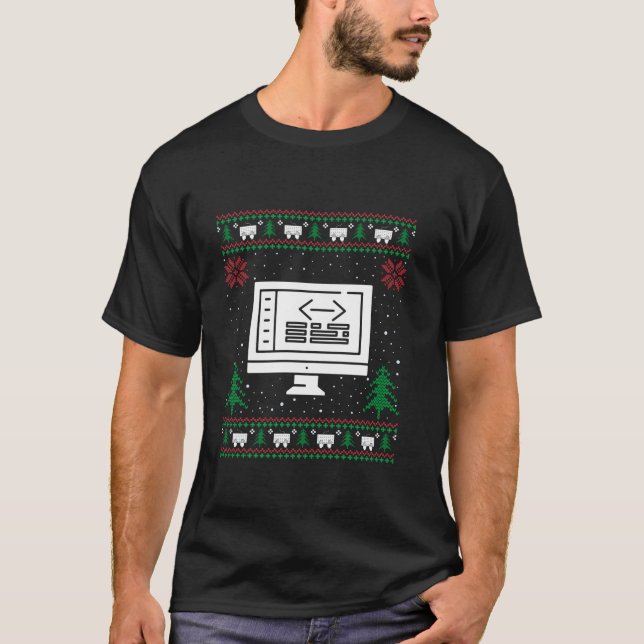 Funny Coding Santa Hat Navidades feos Sweater Long (Anverso)