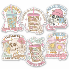 Funny Coffee Quote Vinyl Pegatina Pack