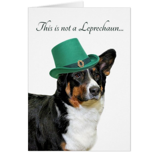 Funny Corgi Leprechaun Card (Frente)