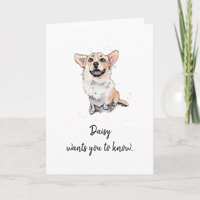 Funny Corgi personalizó la tarjeta del día del pad (Anverso)