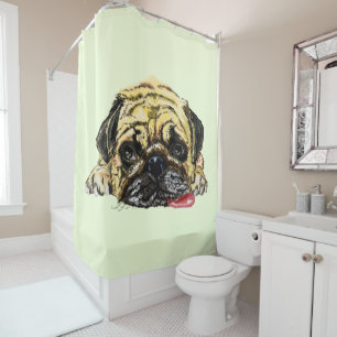 Funny Cortina de ducha con Perro Pug - Tus colores