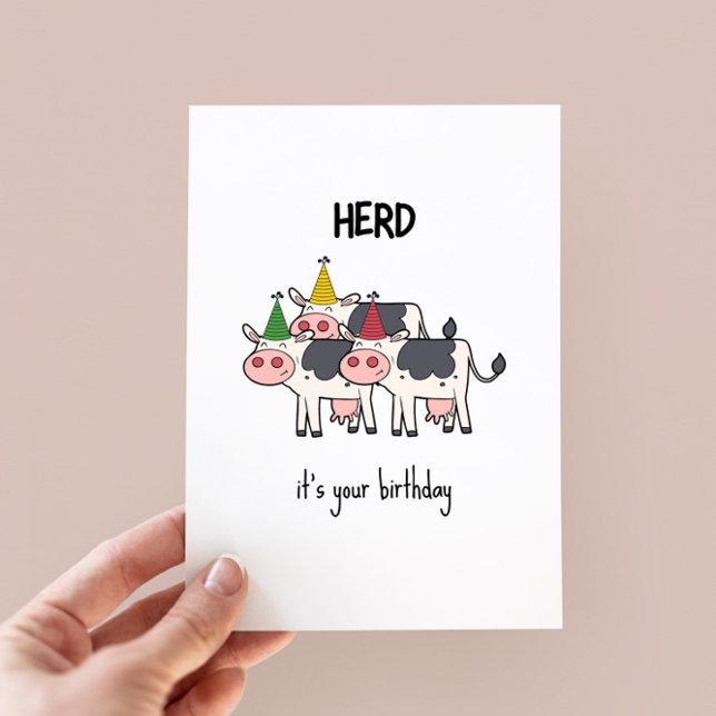 Funny Cow Herd Pun Birday Card (Subido por el creador)
