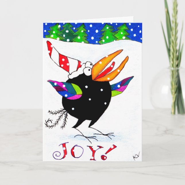 Funny Crow Navidades tarjeta de saludo Snow Joy (Anverso)