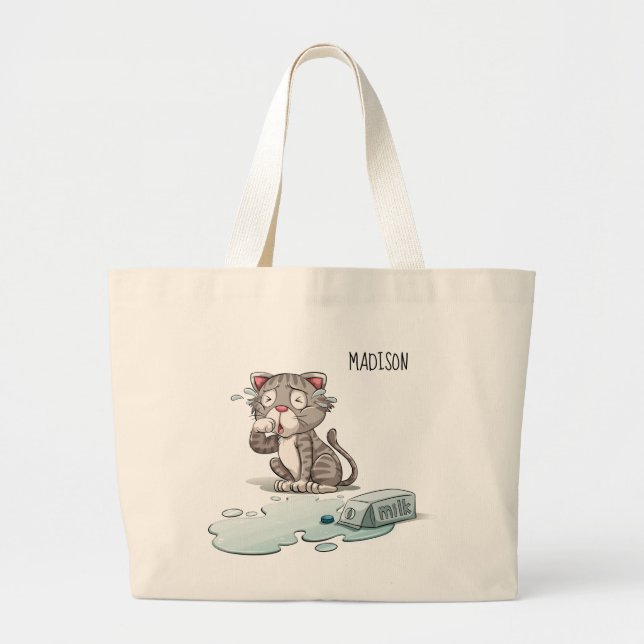 Funny Crying Cat nombre personalizado a las bolsas (Frente)