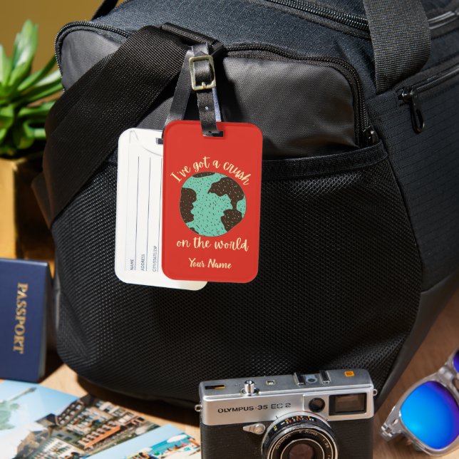 Funny Custom Name Traveler Backpacker Etiqueta de  (Anverso & Reverso)