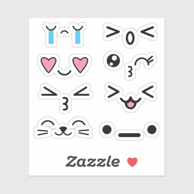 Funny Cute Kawaii Anime enfrenta a Pegatinas (Hoja)