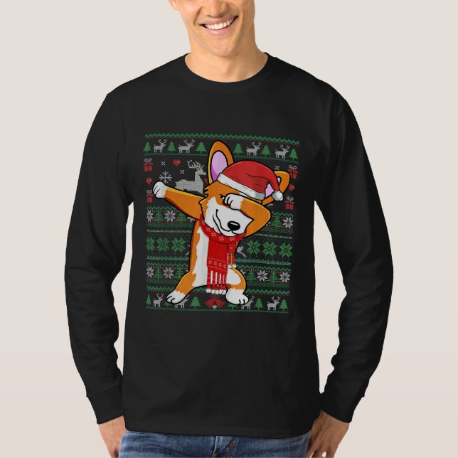 Funny Dabbing Corgi Ugly Xmas Sweater Christmas Co (Anverso)