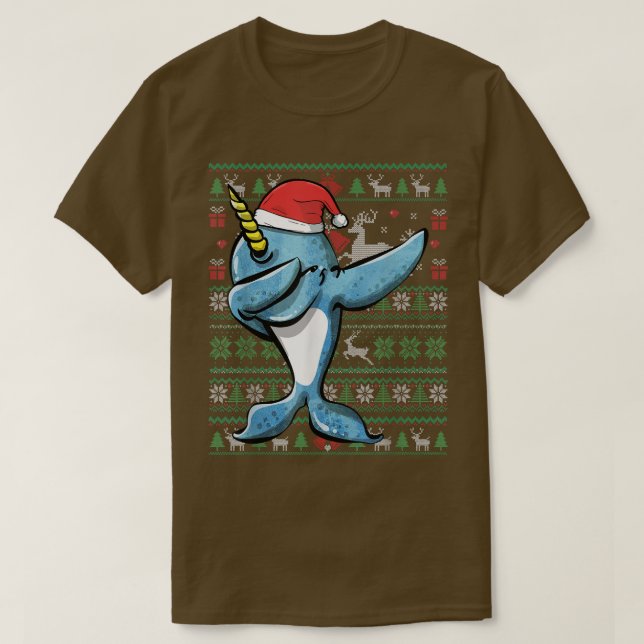 Funny Dabbing Narwhal Ugly Christmas Sweater Party (Diseño del anverso)