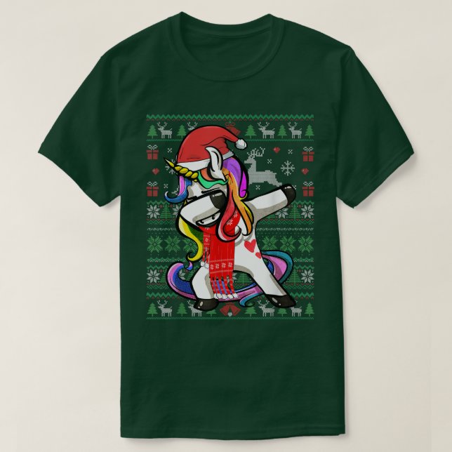 Funny Dabbing Unicorn Navidades feos suéter Fiesta (Diseño del anverso)