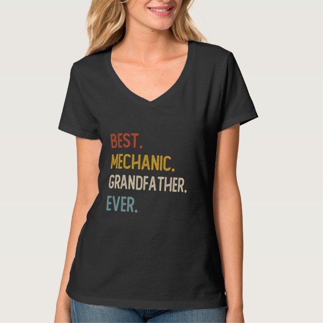 Funny Dad Mejor Abuelo Mecánico Camisetas Fa (Anverso)