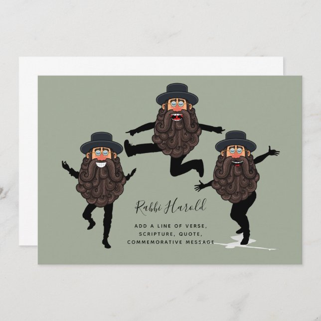 FUNNY Dancing RABBI personalizado con texto (Anverso / Reverso)