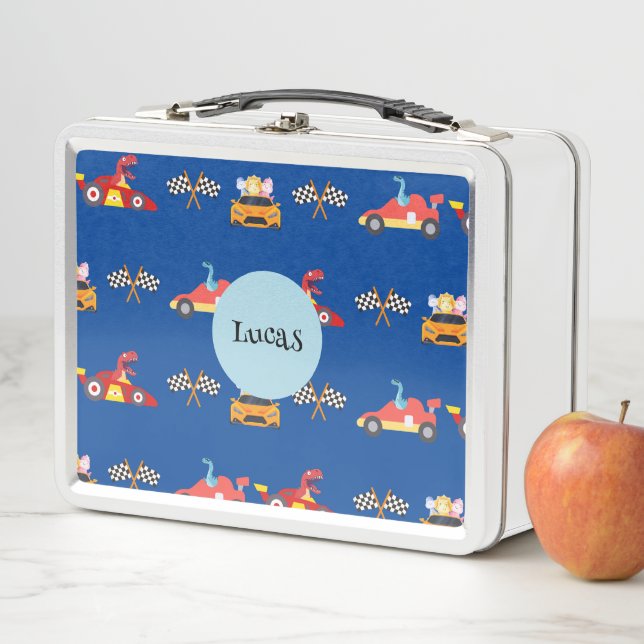 Funny Dinosaur racing car boy kids Birthday fiesta (In situ)