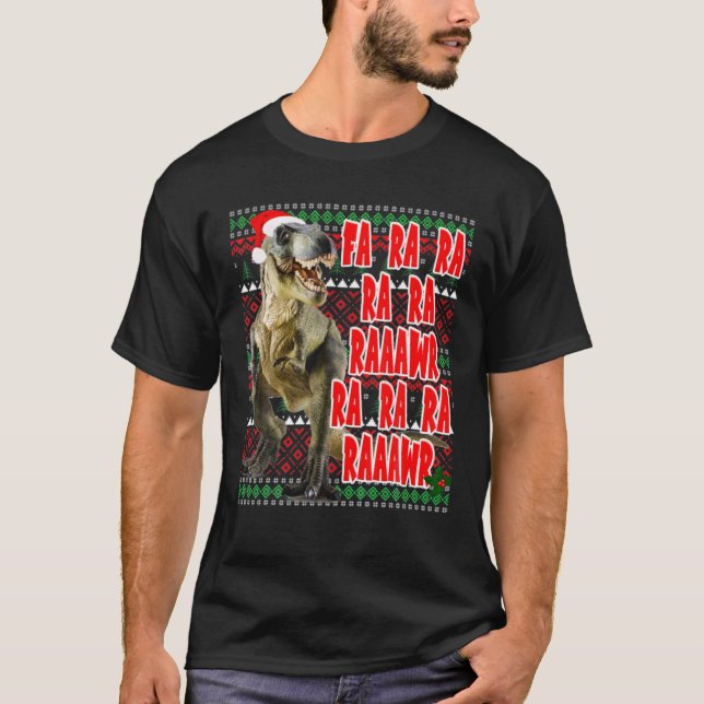 Funny Dinosaur Rex Ugly Christmas Sweaters (Anverso)