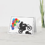 Funny Dirt Bike con tarjeta de cumpleaños de globo<br><div class="desc">Este divertidísimo globo en una tarjeta de cumpleaños de bicicleta sucia es perfecto para el jinete que amas.</div>