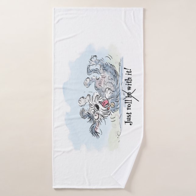 Funny Dog Rolling Cartoon (Toalla de baño)