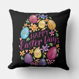 Funny Egg Happy Easter Day Cojín decorativo