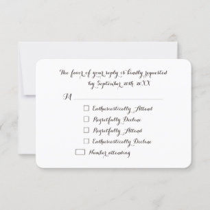 Funny Elegant Personalizado Fiesta RSVP Tarjeta de
