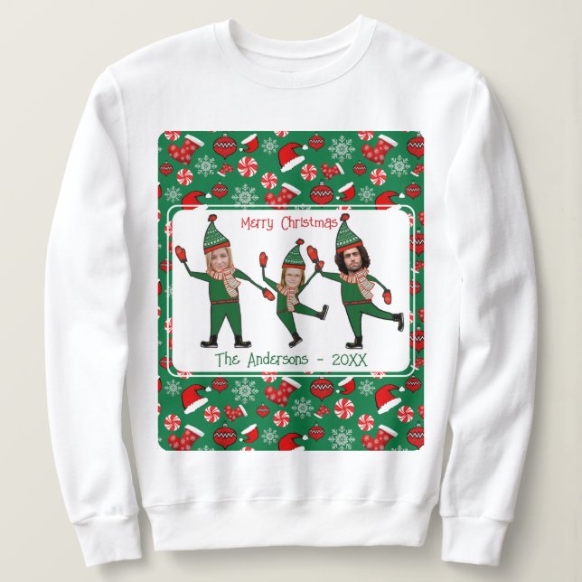Funny Elf Tu Familia Fea Navidades Sweater (Anverso del diseño)