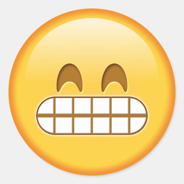 Funny emoji brillante pegatina redondo (Anverso)